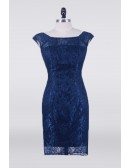 Navy Blue Cheap Lace Mother Of The Bride Dress Knee Length 2018