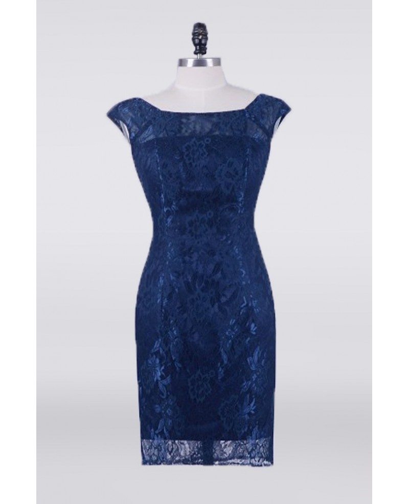 Navy Blue Cheap Lace Mother Of The Bride Dress Knee Length #E7953 ...