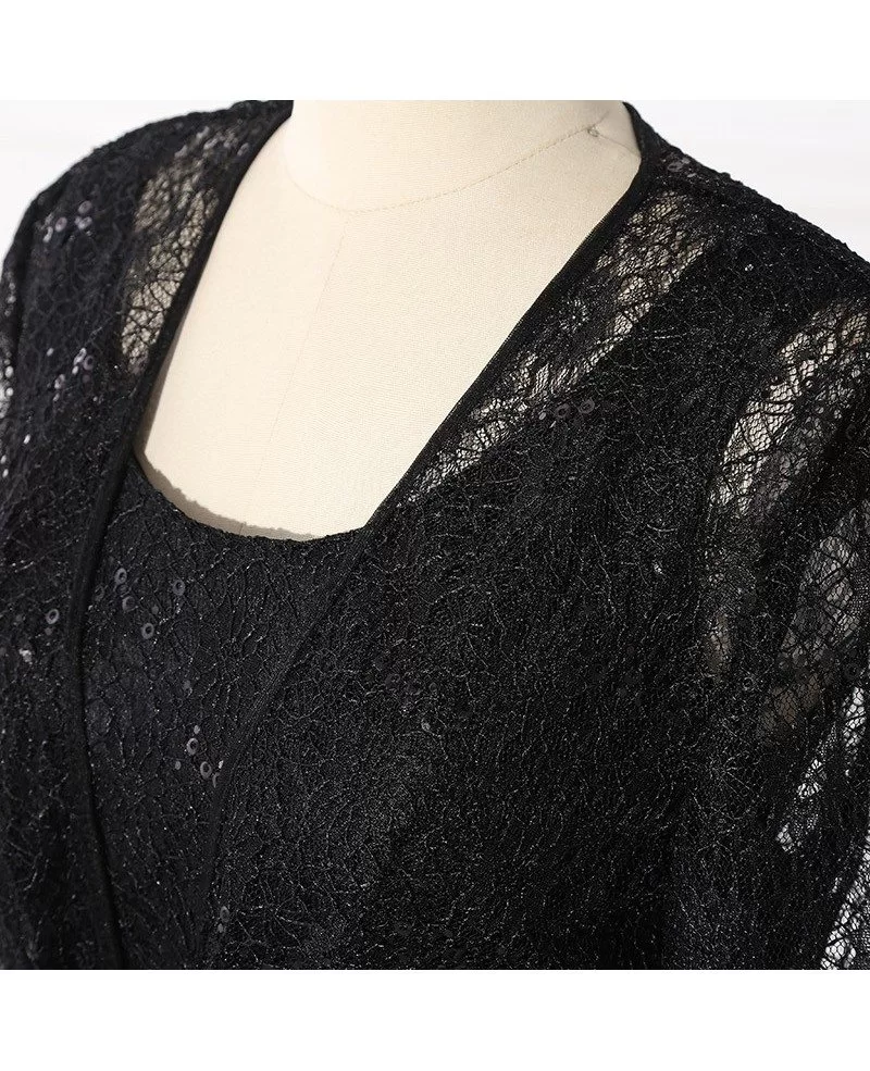Modest Long Black Lace Mother Of The Bride Dress With Jacket Custom ...