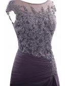 Purple Knee Length Lace Mother Of The Bride Dress With Sleeves Custom Size