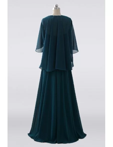 Pleated Empire Waist Chiffon Green Mother Of The Bride Dress With Jacket