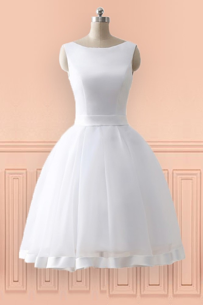 Cheap Knee Length Simple Beach Wedding Dress With Open Bow Back 2018 # ...