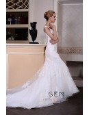 Mermaid Sweetheart Court Train Tulle Wedding Dress With Beading Appliquer Lace