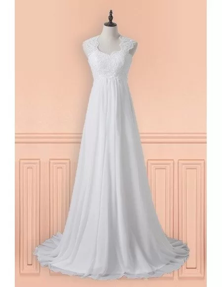 Gorgeous A Line Chiffon Wedding Dress Empire Waist For Mature Pregnant Bride