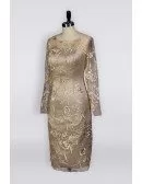 Trendy Petite Champagne Mother Of The Bride Dress In Knee Length
