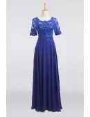 Trendy Long Chiffon Mother Of The Bride Dress With Lace Beaded Sleeves