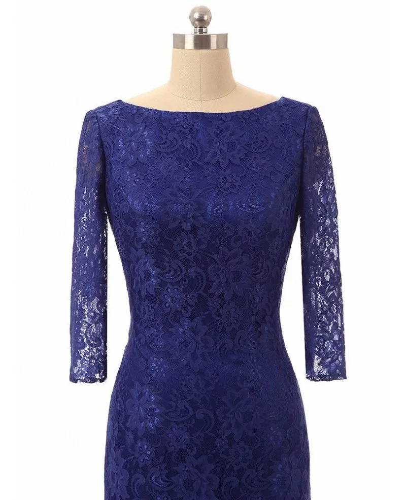 Formal Royal Blue Lace Long Evening Mother Of The Bride Dress With ...