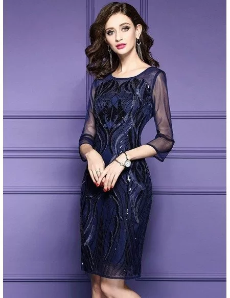 Classy Royal Blue Luxe Embroidered Cocktail Dress For Weddings Wedding ...
