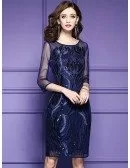 Classy Royal Blue Luxe Embroidered Cocktail Dress For Weddings Wedding Guests