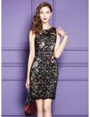 Litle Black Sleeveless Lace Cocktail Dress For Weddings Party