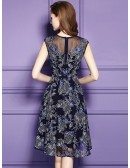 Chic High Low Blue Lace Wedding Guest Dress Beach Weddings With Embroidery