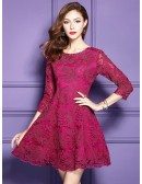 High Quality A Line Lace Short Dress For Weddings With Sleeves