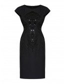 Classy Little Black Sparkly Sequins Wedding Guest Dress With Cap Sleeves