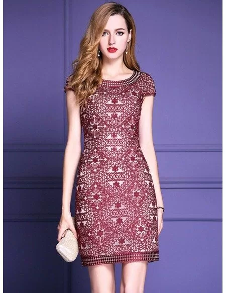 High-end Embroidery Bodycon Cocktail Dress With Sleeves For The Wedding ...