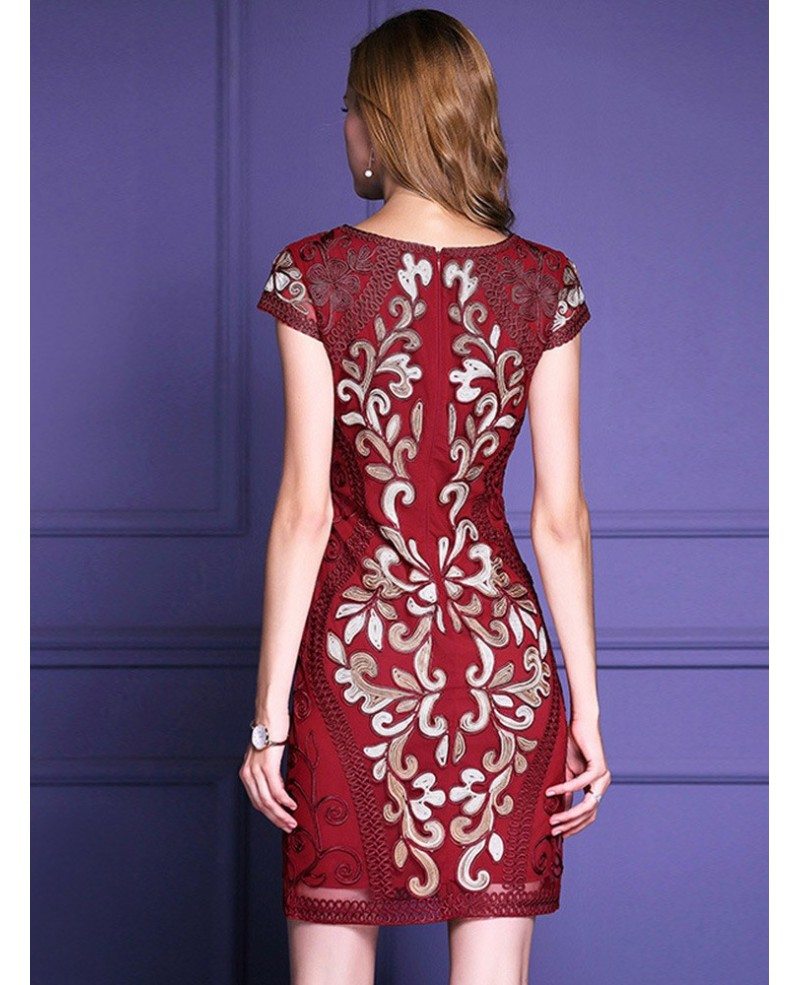 Elegant Lace High Waist Vintage Women Cap Sleeve Bodycon Party Night Pencil Dresses main image 0