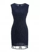 Navy Blue Sleeveless Cocktail Party Dress For Wedding Guests
