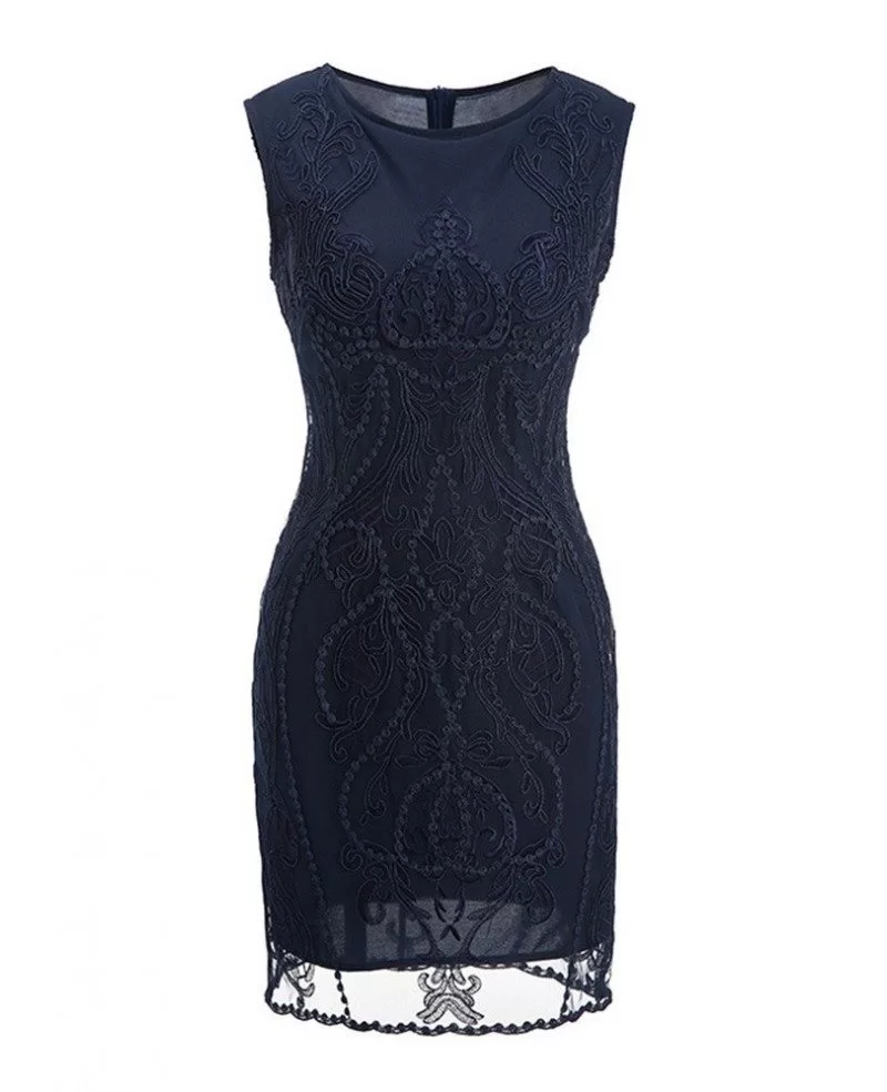 Navy Blue Sleeveless Cocktail Party Dress For Wedding Guests #ZL8071 ...