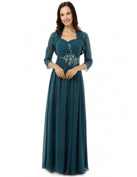 Sheath Sweetheart Spaghetti-strap Floor-length The Mother of The Brides Dress  with Jacket