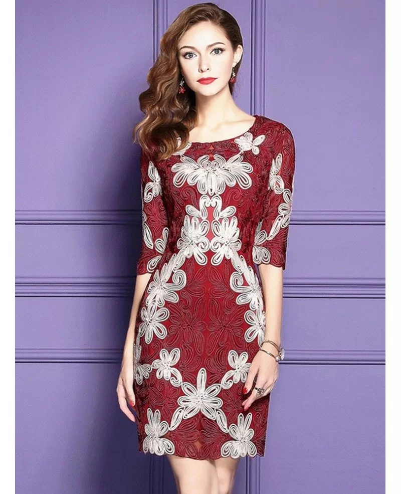 Embroidered Pattern Cocktail Dresses For Women Over 40 50 With High End