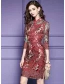 Special High Neck Qipao Style Bodycon Dress With Sleeves For Weddings