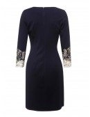 Navy Blue Fitted High-end Cocktail Party Dress For Wedding Guest With Embroidery