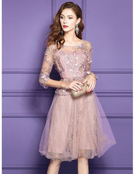 Pink A Line Lace High-end Short Party Dress For Weddings Wedding Guest ...