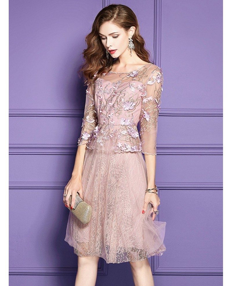 Pink A Line Lace Highend Short Party Dress For Weddings