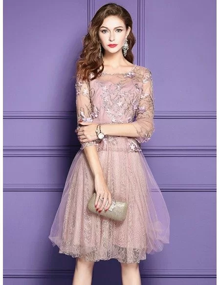 Pink A Line Lace High-end Short Party Dress For Weddings Wedding Guest ...