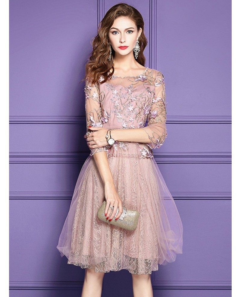 Pink A Line Lace High-end Short Party Dress For Weddings Wedding Guest ...