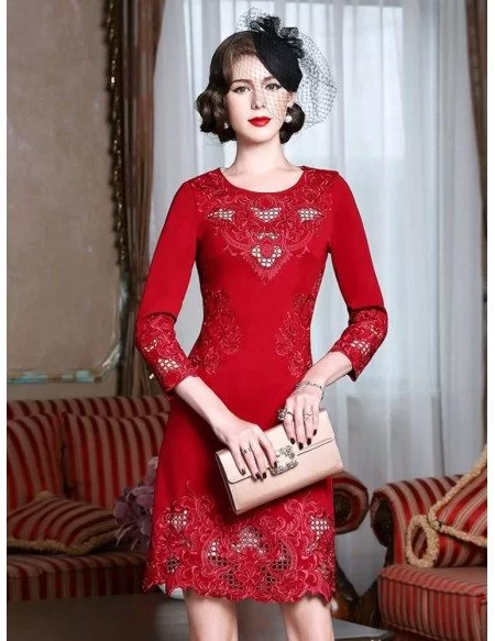 High-end Embroidery Long Sleeve Party Dress For Women Over ...