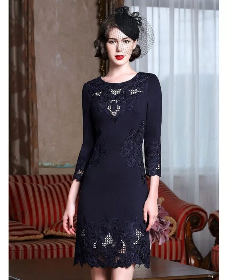 High-end Embroidery Long Sleeve Party Dress For Women Over 40,50 ...