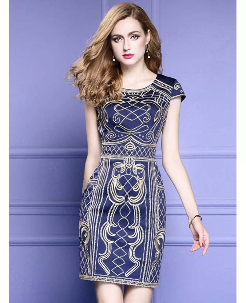 High-end Cap Sleeve Cocktail Bodycon Dress For Weddings With Embroidery ...