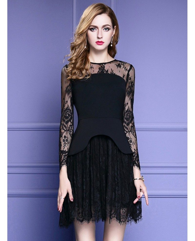 Chic Long Lace Sleeve Short Party Dress For Formal Weddings Party # ...