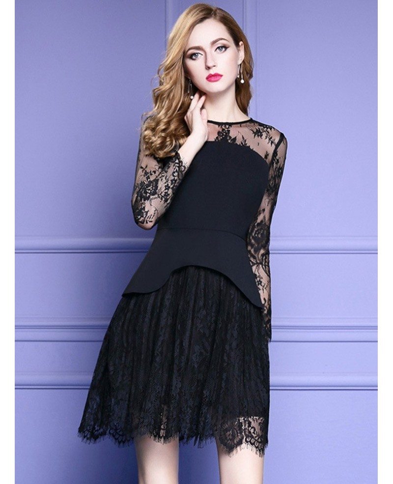 Chic Long Lace Sleeve Short Party Dress For Formal Weddings Party # ...