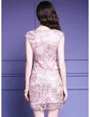 Gorgeous Pink Cap Sleeve Bodycon Party Dress With High-end Embroidery