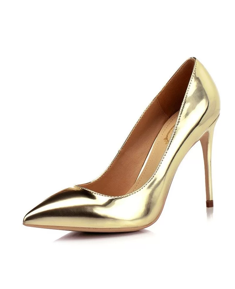 Shiny Patent Leather Gold Wedding High 