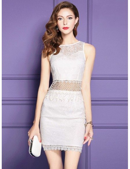 Little White Lace Sexy Cutout Lace Dress For Wedding Parties #ZL8097 ...