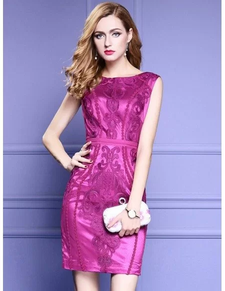 Purple Bodycon Fitted Party Dress Sleeveless For Weddings With ...