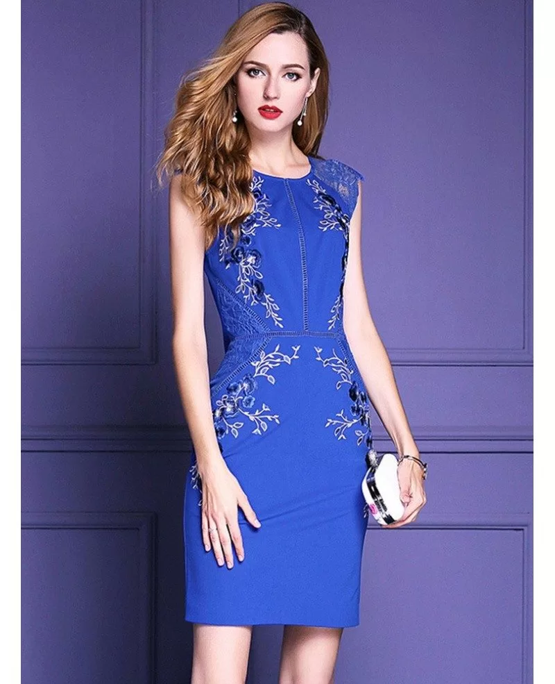 Royal Blue Embroidered Cocktail Dress Wedding Parties Zl8101 6344