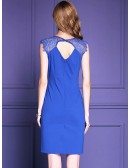 Royal Blue Embroidered Cocktail Dress Wedding Parties