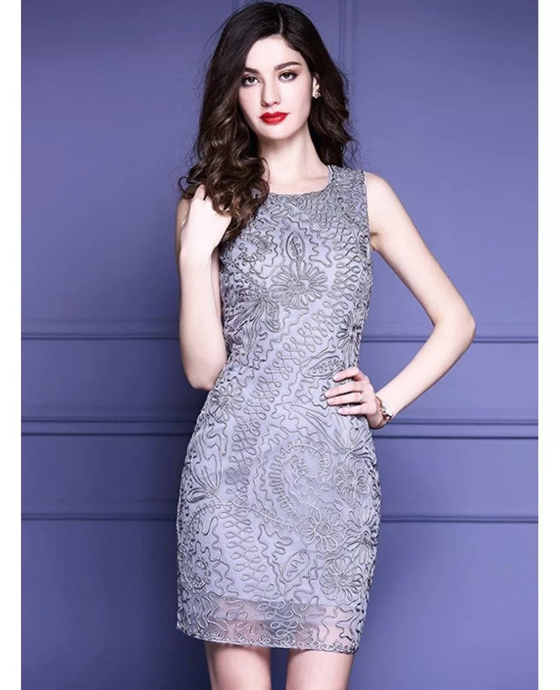 High-end Grey Cocktail Party Dress Wedding Guests With Unique ...