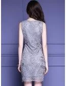 High-end Grey Cocktail Party Dress Wedding Guests With Unique Embroidery