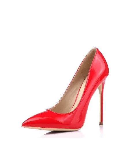 Glossy Red Pu High Heel Stilettos With 
