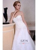 A-Line Sweetheart Court Train Tulle Wedding Dress With Beading Appliquer Lace