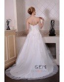 A-Line Sweetheart Court Train Tulle Wedding Dress With Beading Appliquer Lace