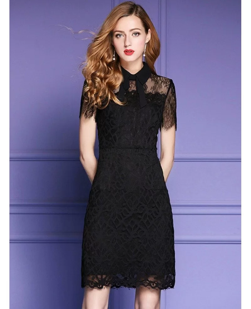 Chick Black Lace High Neck Party Dress For Formal Weddings #ZL8125 ...