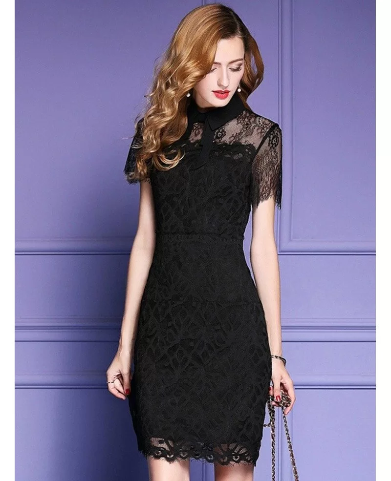 Chick Black Lace High Neck Party Dress For Formal Weddings #ZL8125 ...