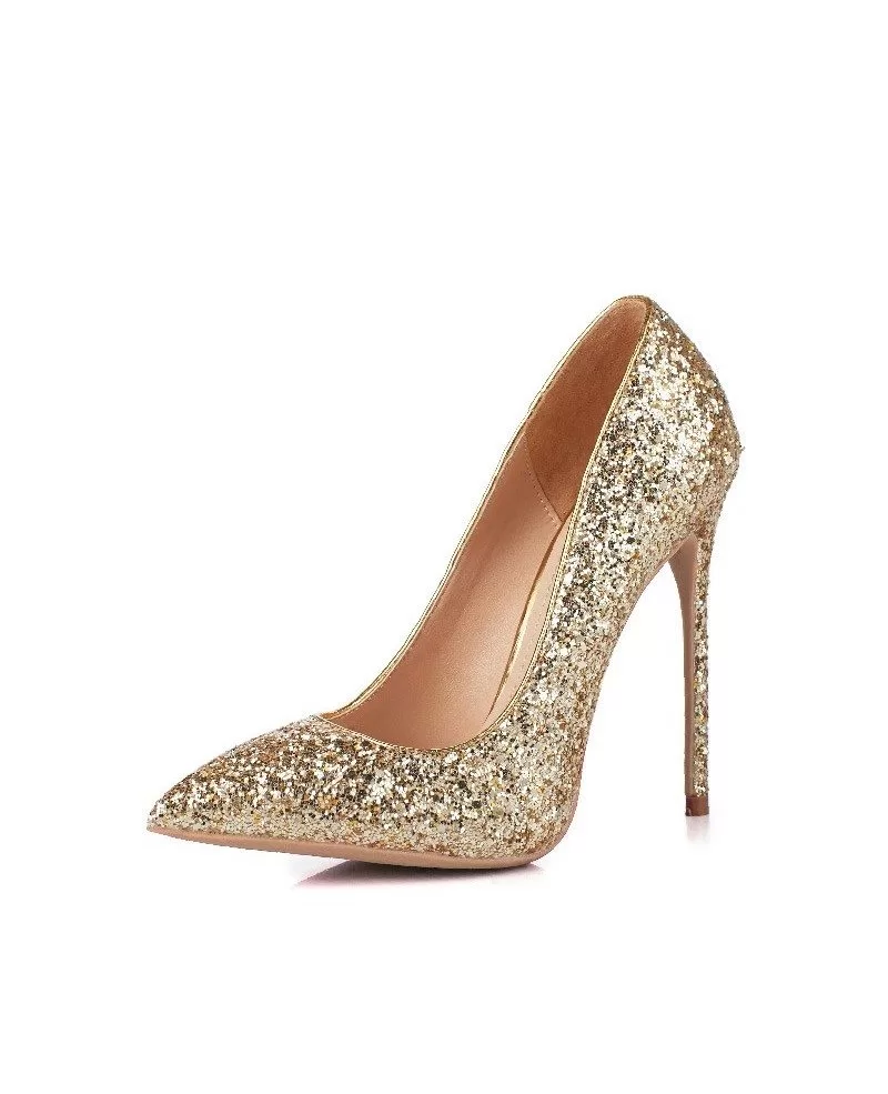 gold sparkly platform heels