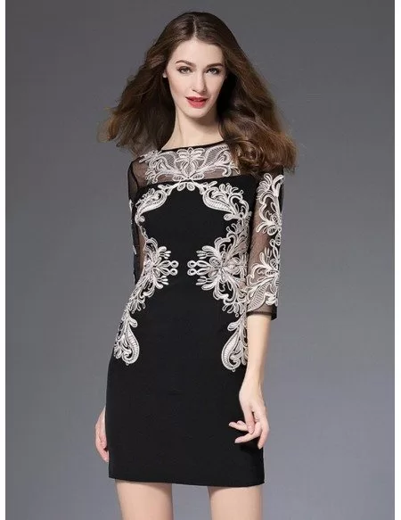 Unique Black Bodycon Formal Dress With Embroidery For The Wedding # ...