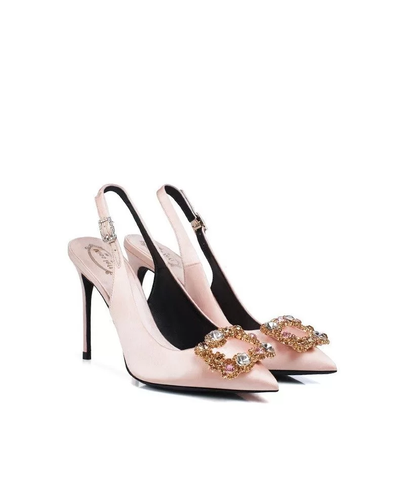 Strappy Champagne Stilettos With Rhinestone Buckle For Wedding #MSL ...